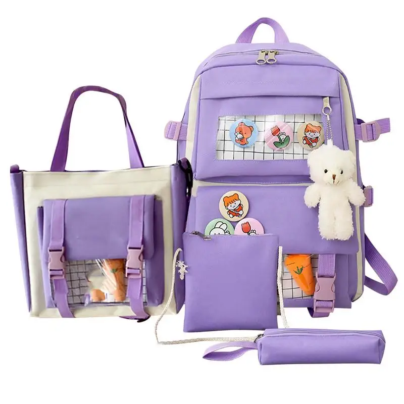 Кавайные рюкзаки Кавайная сумка через плечо с рюкзаком, сумочкой через плечо и набором пеналов, школьный рюкзак для девочек средней школы