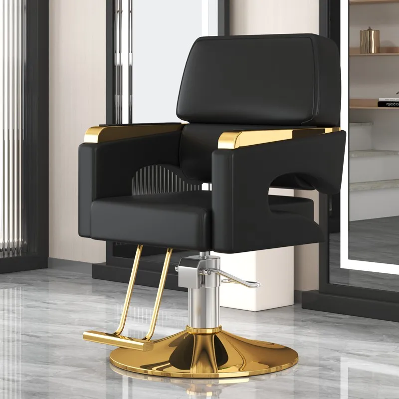 Кожаное Парикмахерское Кресло Gold Luxury Персонализированное Парикмахерское Кресло Hidraulic Leg Silla De Barbero Коммерческая Мебель