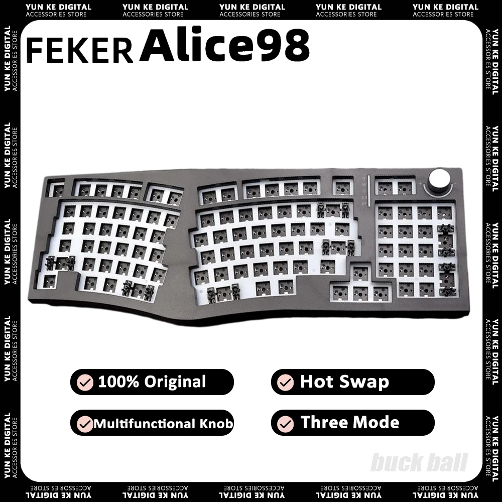 Комплекты механических клавиатур FEKER Alice98 с тремя режимами горячей замены, Многофункциональная ручка, беспроводная игровая клавиатура, аксессуары для геймеров RGB