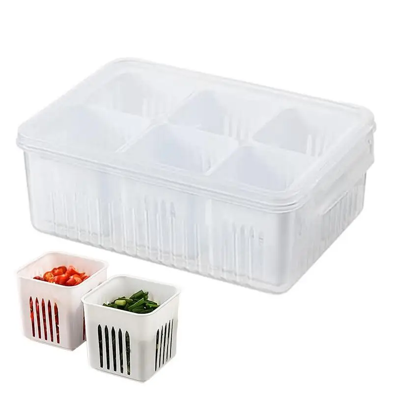Коробка для хранения продуктов в холодильнике 6-в-1 Кухонный ящик для хранения лука-шалота, коробка для хранения продуктов, ситечко для хранения рыбы, мяса и овощей