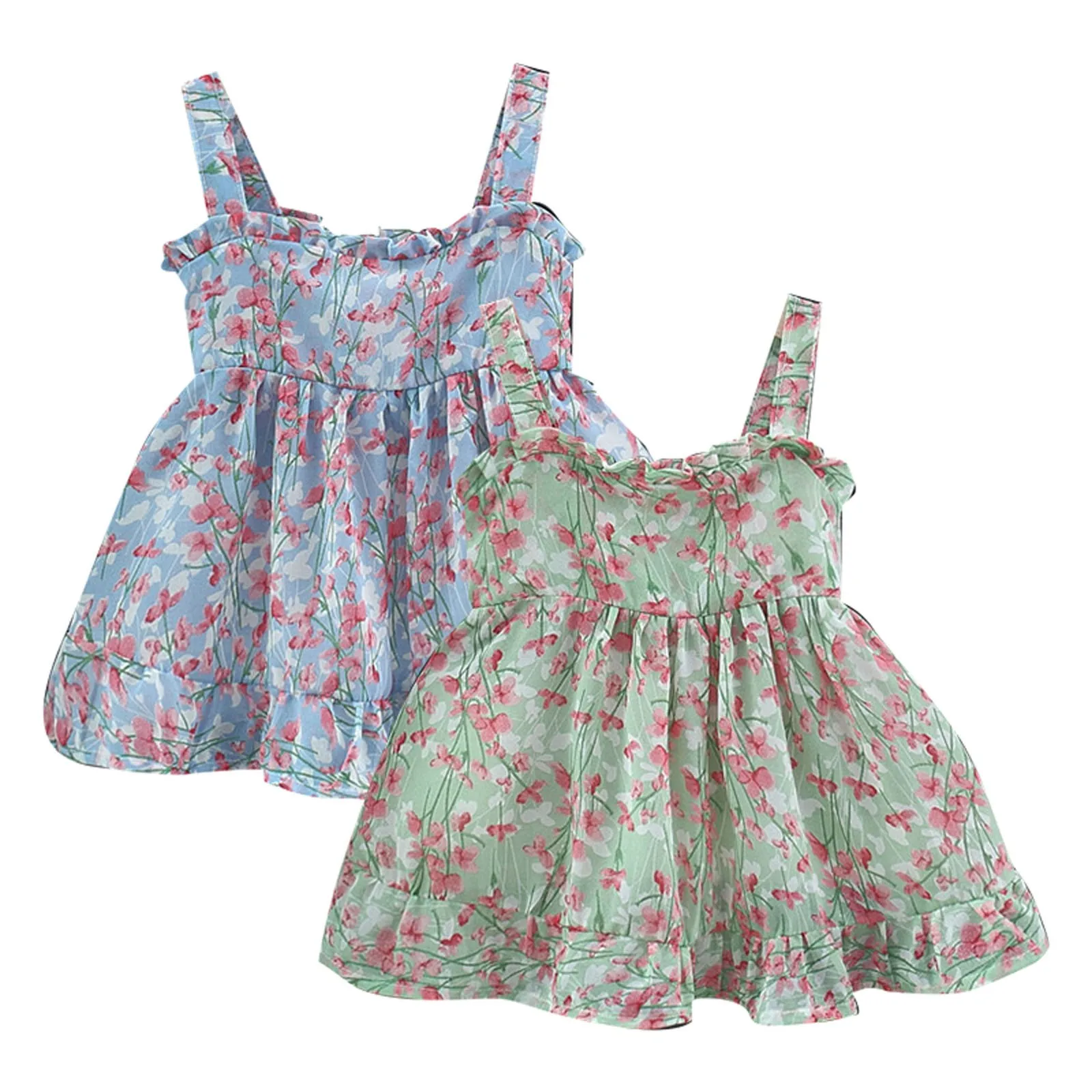 Летнее модное платье с кружевным воротником и цветочным рисунком для девочек, сарафаны для маленьких девочек, платья для девочек, дети