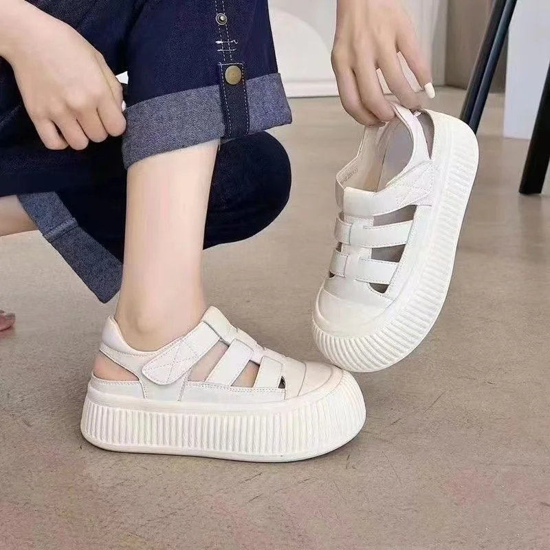 Летняя открытая женская спортивная обувь 2023, дышащие Повседневные сандалии, уличная женская вулканизированная обувь на платформе, студенческая обувь на плоской подошве