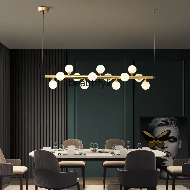 Медная Минималистичная люстра для столовой Креативные скандинавские лампы Освещают роскошную лампу для стрип-бара в гостиной