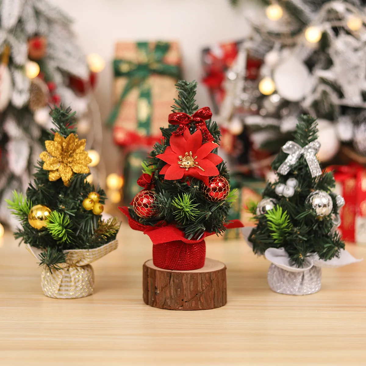Мини-Рождественская елка, Искусственный Снег, Морозная сосна, Рождественские Поделки, Настольные Декоративные Принадлежности, Рождественские украшения для дома
