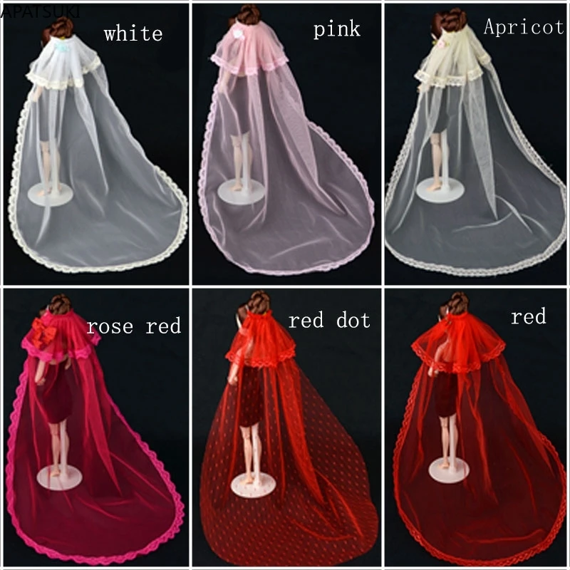 Многоцветные высококачественные куклы Барби Свадебное платье Фата Кружевная фата ручной работы Свадебные вуали для 1/6 кукол Аксессуары Игрушки