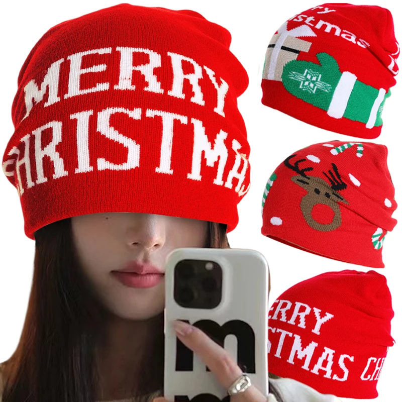Мода 4 стилей на Рождество, Унисекс, Вязаная комфортная Рождественская шапка, утепленная шапочка для рождественской новогодней праздничной вечеринки