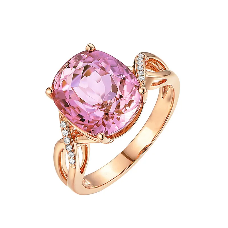 Модное обручальное кольцо с натуральным розовым кристаллом, романтические женщины Дарят друзьям подарки на День Рождения