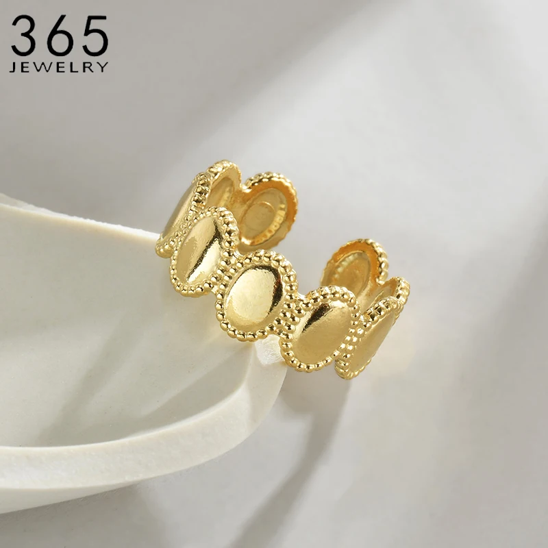 Модное Простое овальное кольцо из высококачественной нержавеющей стали в стиле королевы Золотого цвета с открытым кольцом для женщин Подарок на День рождения