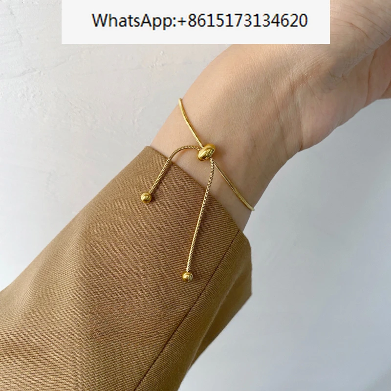 Модный регулируемый браслет из титановой стали с позолотой и цветостойкостью, универсальный браслет