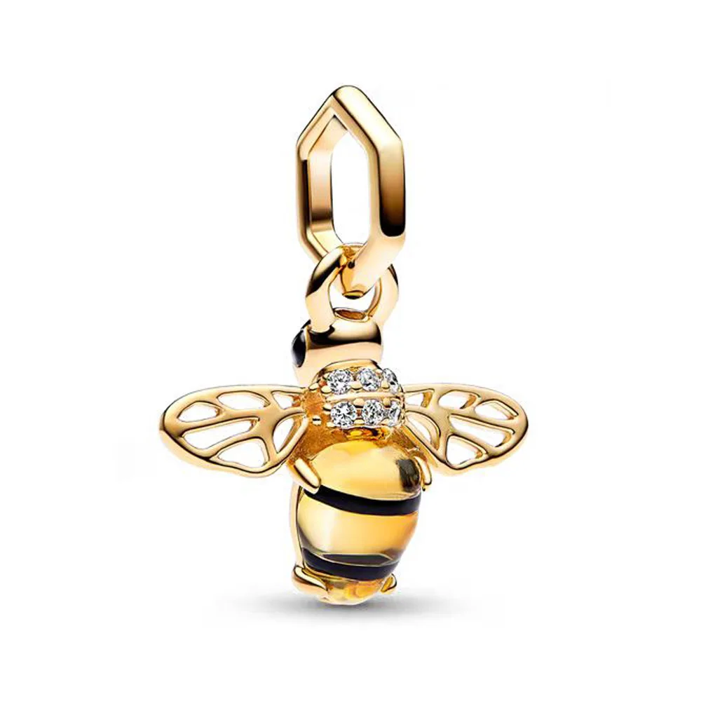 Модный сверкающий кулон в виде пчелы из стерлингового серебра 925 Пробы Подходит для Pandora Оригинальный женский браслет DIY Бутик ювелирных изделий