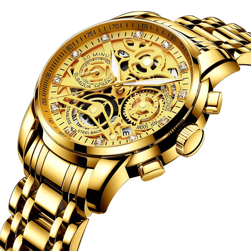 мужские часы smvp Роскошные повседневные наручные мужские часы бренда Golden LED Luminous Классические часы Большие мужские стальные наручные часы Man