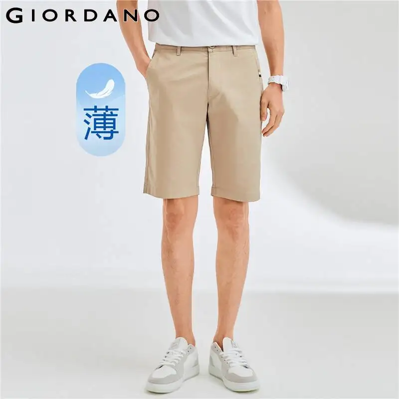 Мужские шорты GIORDANO Средней посадки, легкие, комфортные, стрейчевые шорты, однотонные, с простыми карманами, летние модные повседневные шорты 13103231