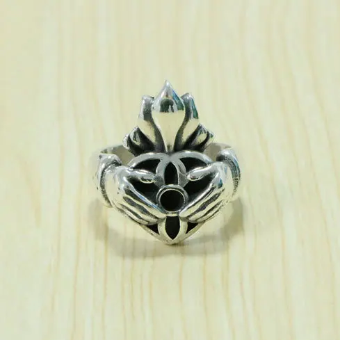 Мужское кольцо в форме сердца из стерлингового серебра S925 пробы с персонализированной европейской и американской панк-головкой, кольцо с вишневым цветом, мужской указательный палец