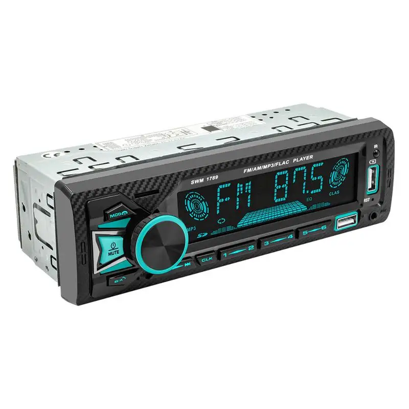 Мультимедийная автомобильная стереосистема с ЖК-дисплеем, автомобильная стереосистема на один Din с двумя блютузами 5.1, подключаемыми к быстрой зарядке USB 2.1A, интеллектуальное голосовое управление