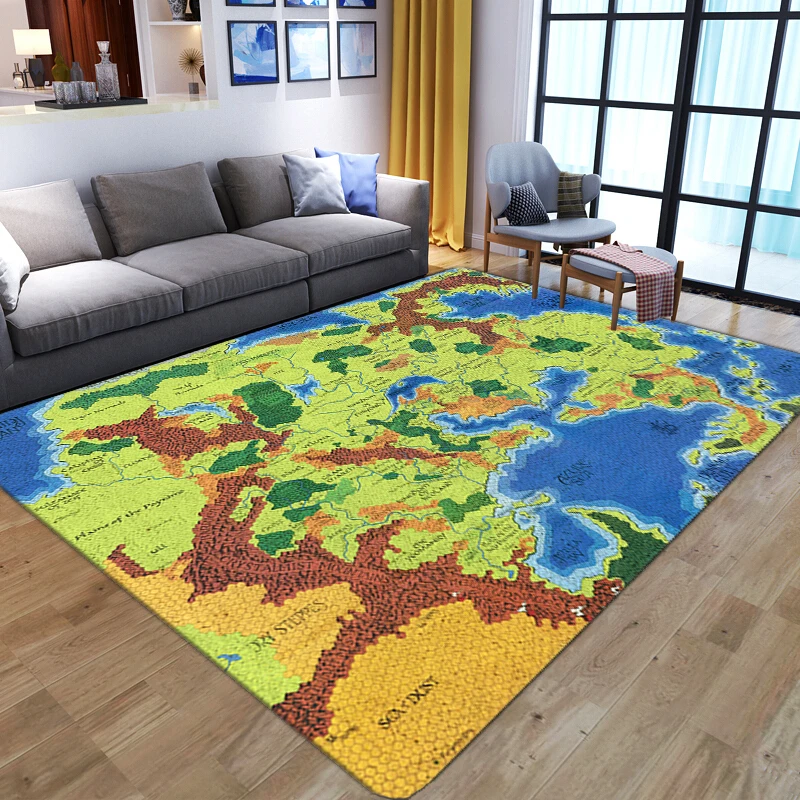 Мультяшная карта мира 3D Ковер для гостиной, противоскользящий коврик для двери в ванную, Детский игровой коврик для пола, Домашняя спальня, Прикроватный диван, коврики для зоны