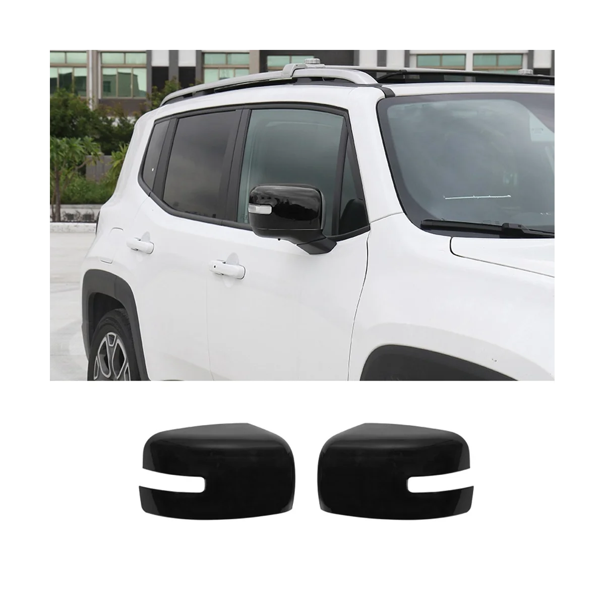 Накладка на зеркало заднего вида, накладка на рамку бокового зеркала, наклейка для Jeep Renegade 2016-2023, аксессуары - ABS Черный