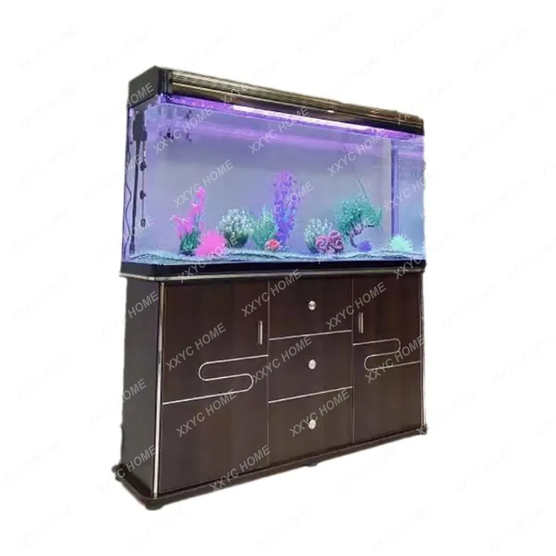 Настольный Небольшой напольный аквариум для аквариумных рыбок в гостиной дома Интегрированное экологическое изменение Стеклянный рыбный глобус с корпусом