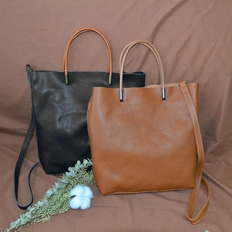 Новая женская сумка из воловьей кожи верхнего слоя, сумка-тоут средней вместимости, женская кожаная ручная сумка через плечо на одно плечо