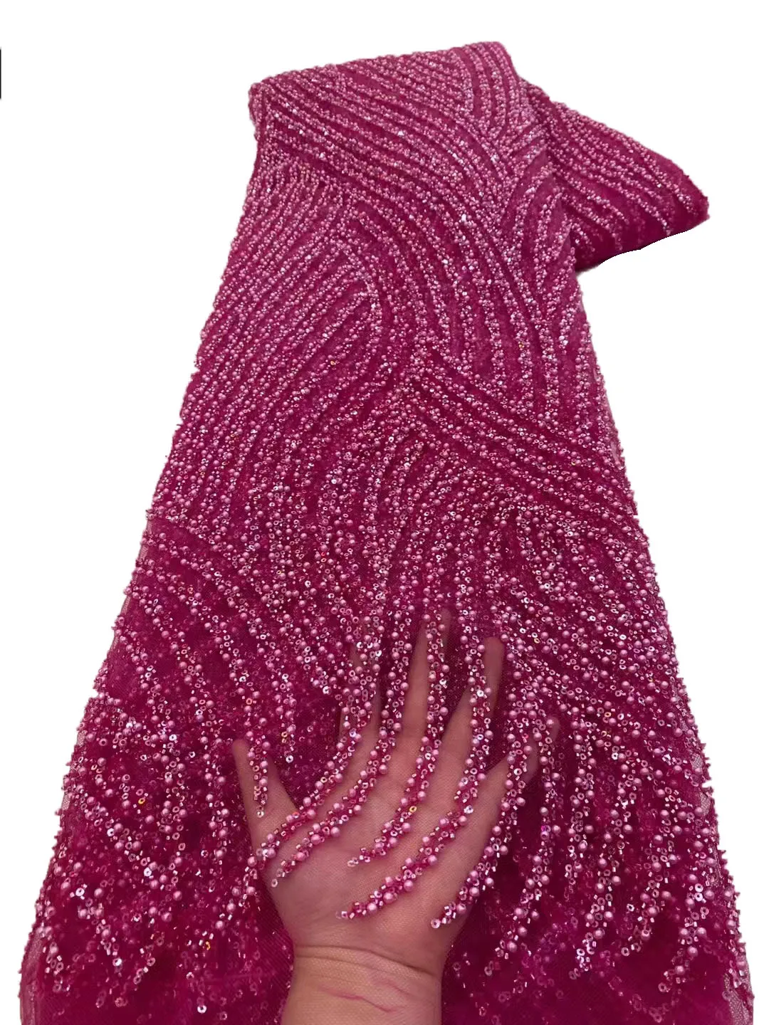 Новая кружевная вышивка из плотного пенопласта с блестками, высококачественная ткань для вечернего платья в европейском стиле для модных выступлений на сцене