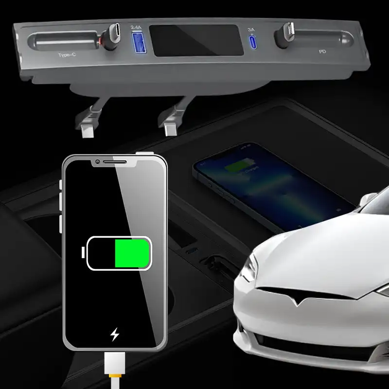 Новая модель Подходит для док-станции расширения Tesla Model 3 / Y с центральным управлением USB-док-станция расширения PD для быстрой зарядки автомобильной зарядной станции