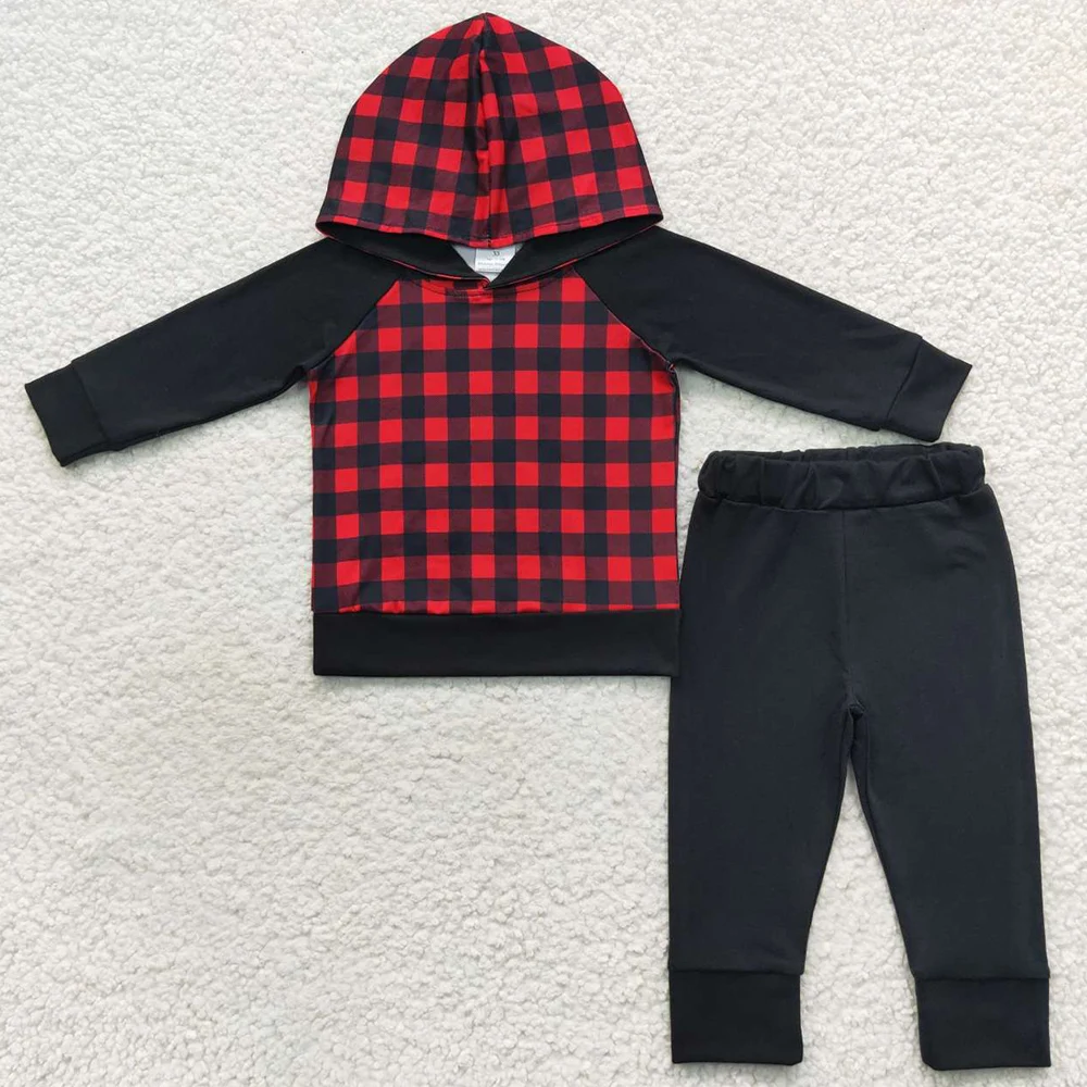 Новая модная детская дизайнерская одежда Толстовки для мальчиков Комплекты одежды для маленьких мальчиков Осень Зима Топ с капюшоном и штаны с длинными рукавами Комплекты