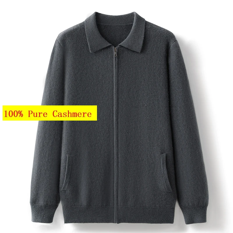 Новое Поступление, Осенне-зимнее пальто с Откидным воротником для тепла, 100% Кашемировый свитер на молнии для верхней одежды, Размер S, M, L, XL2XL 3XL