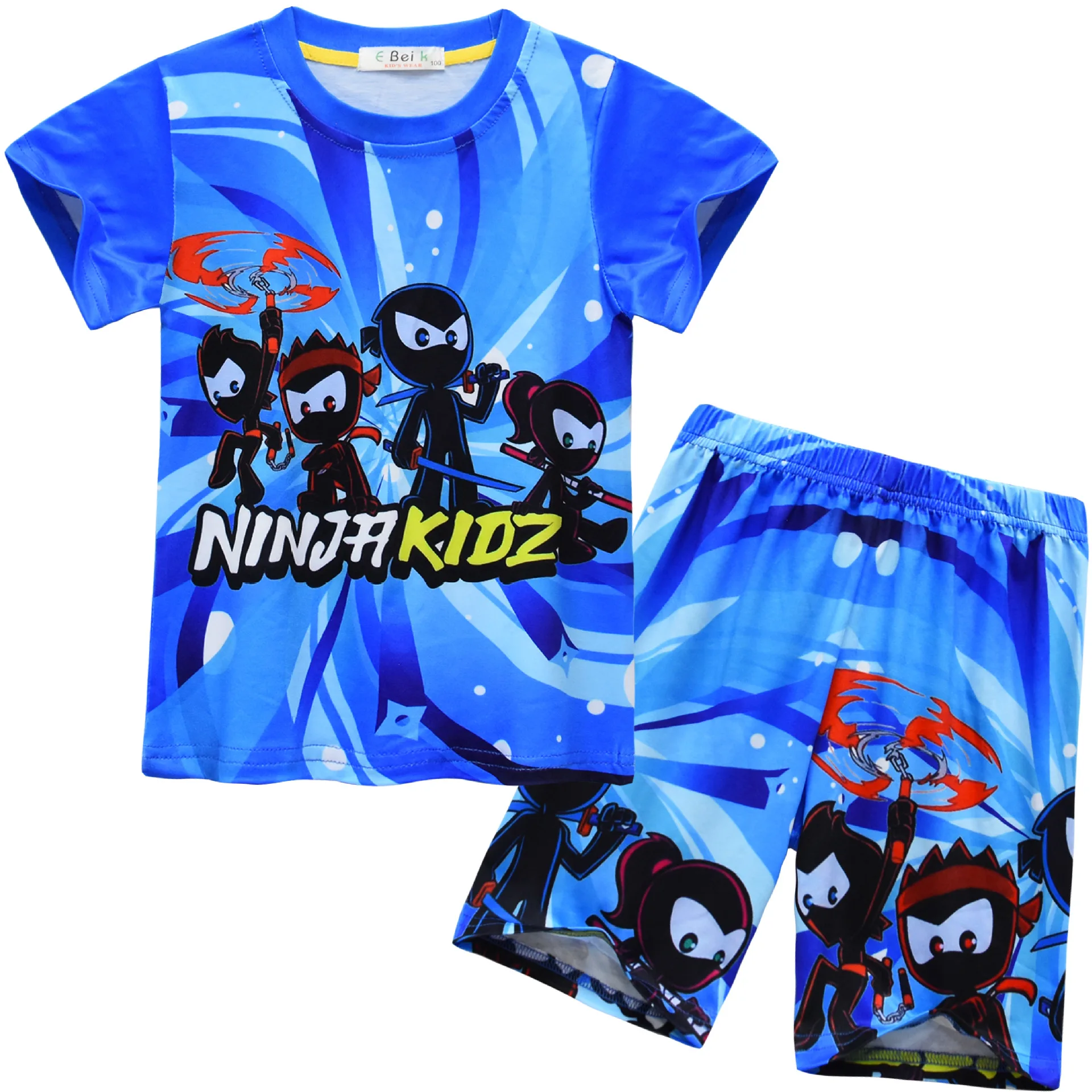 Новый повседневный пижамный комплект NINJA KIDZ Kids с коротким рукавом, детская одежда, Летняя домашняя одежда для мальчиков и девочек, топы + шорты, костюмы, костюмы