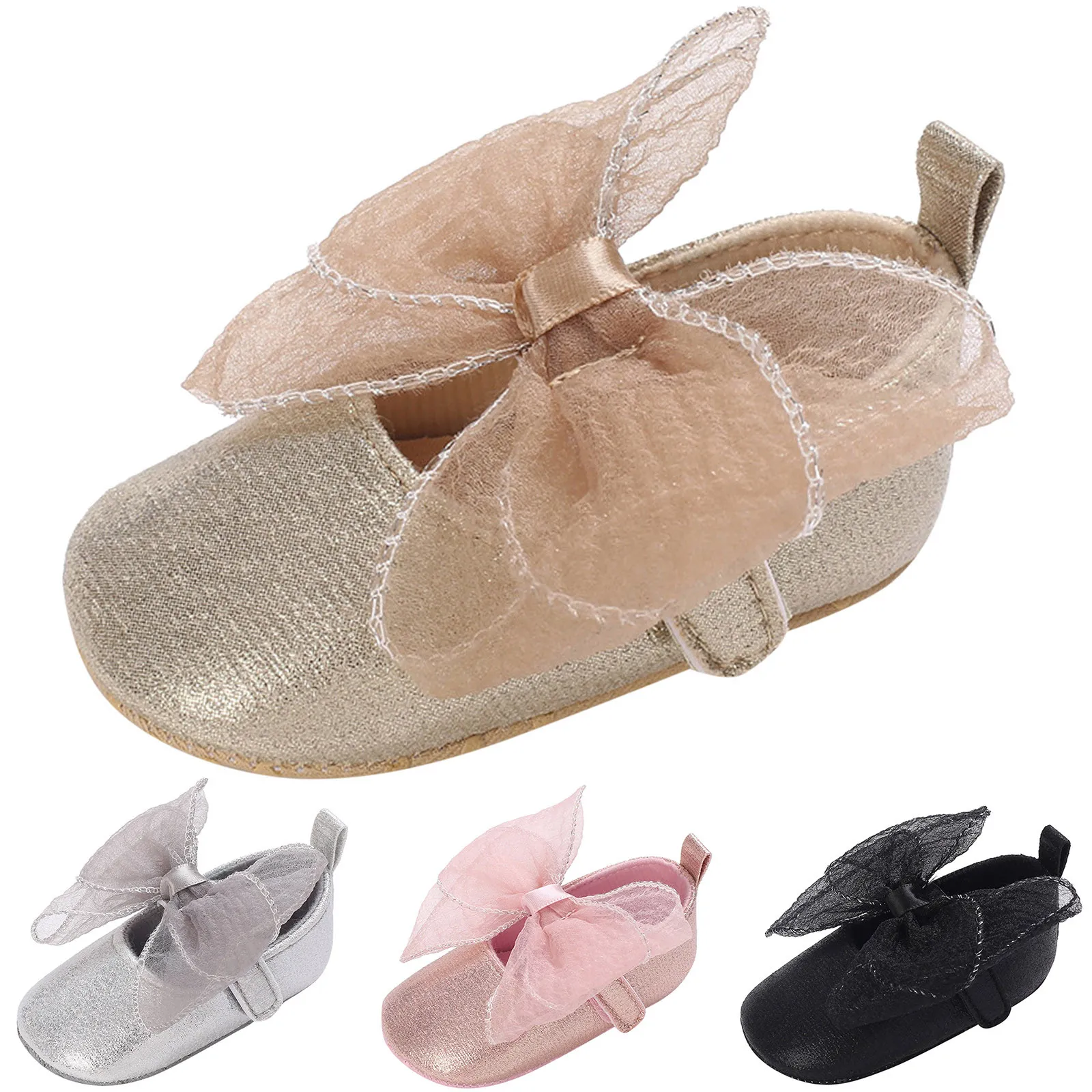 Обувь принцессы с бантом для маленьких девочек, обувь для малышей, повседневные ходунки на плоской подошве для новорожденных, Танцевальная обувь для свадебной вечеринки.