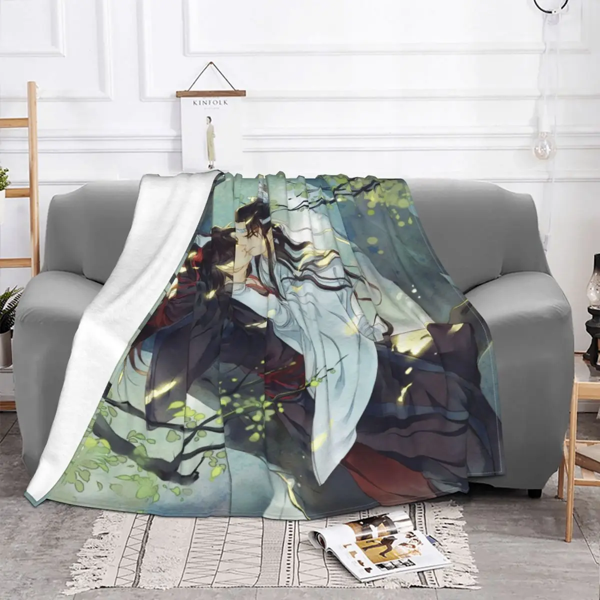 Одеяло Mo Dao Zu Shi из флиса с защитой от скатывания, весна-осень, Дышащее ультрамягкое одеяло в стиле аниме для постельных принадлежностей, автомобильный коврик