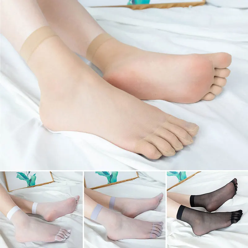 Одна пара ультратонких женских носков цвета кожи, Летние Прозрачные хрустальные шелковые носки, Сексуальные Эластичные Короткие носки, Невидимые носки на лодыжках