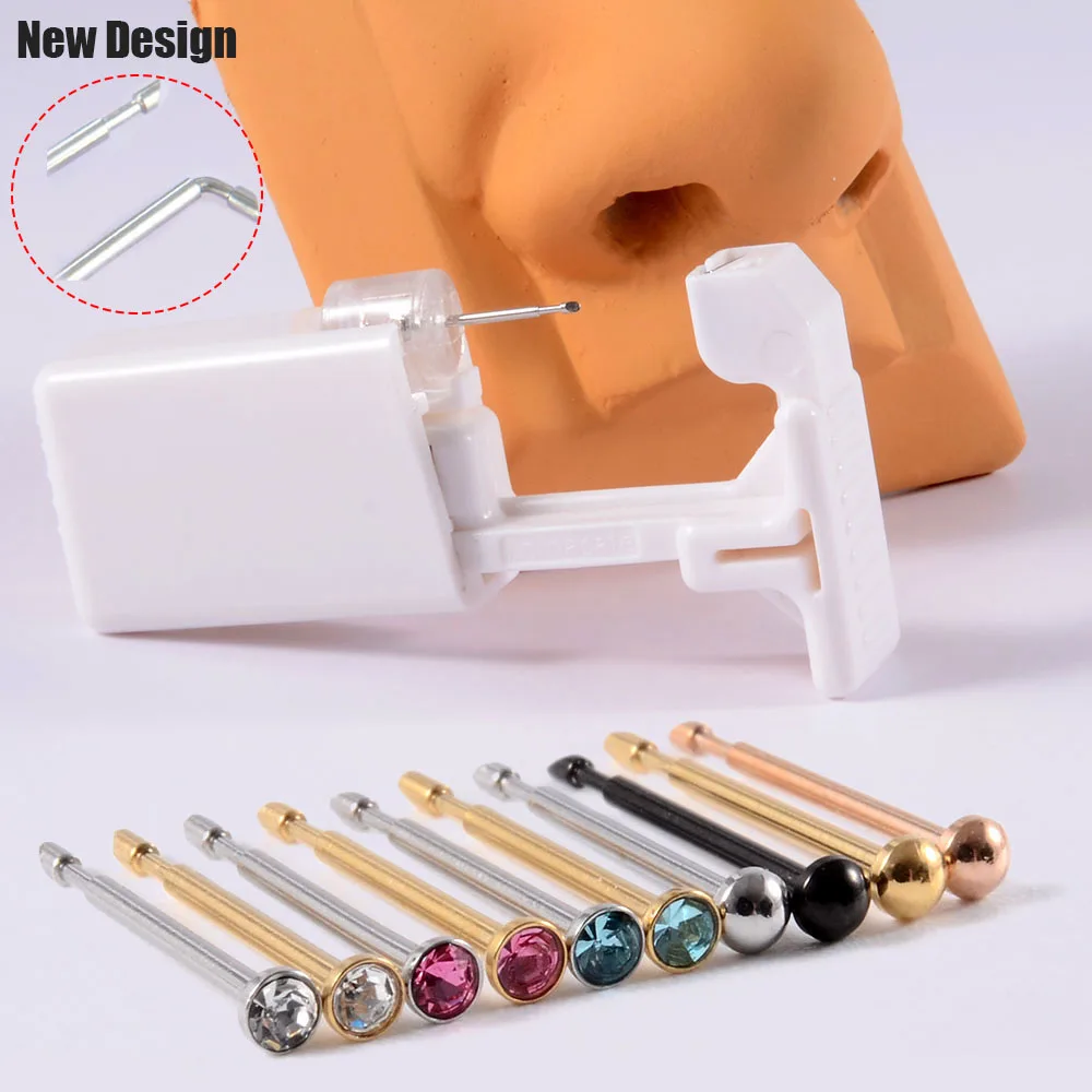 Одноразовый набор для пирсинга носа, безопасная стерильная шпилька, Портативный набор для пирсинга ушей в носу для салонного домашнего пирсинга для мужчин и женщин