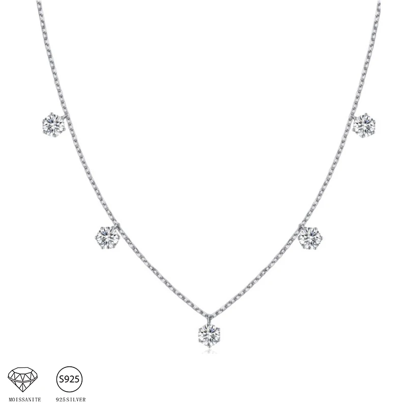 Ожерелье из муассанита Starlight из стерлингового серебра 925 пробы, стильный Нежный Классический подарок на День Святого Валентина, сувенир для дам и матерей