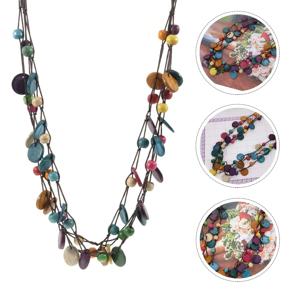 Ожерелье из скорлупы кокоса в винтажном богемном женском стиле, этнические ожерелья из деревянных бусин, ретро ювелирные изделия в подарок