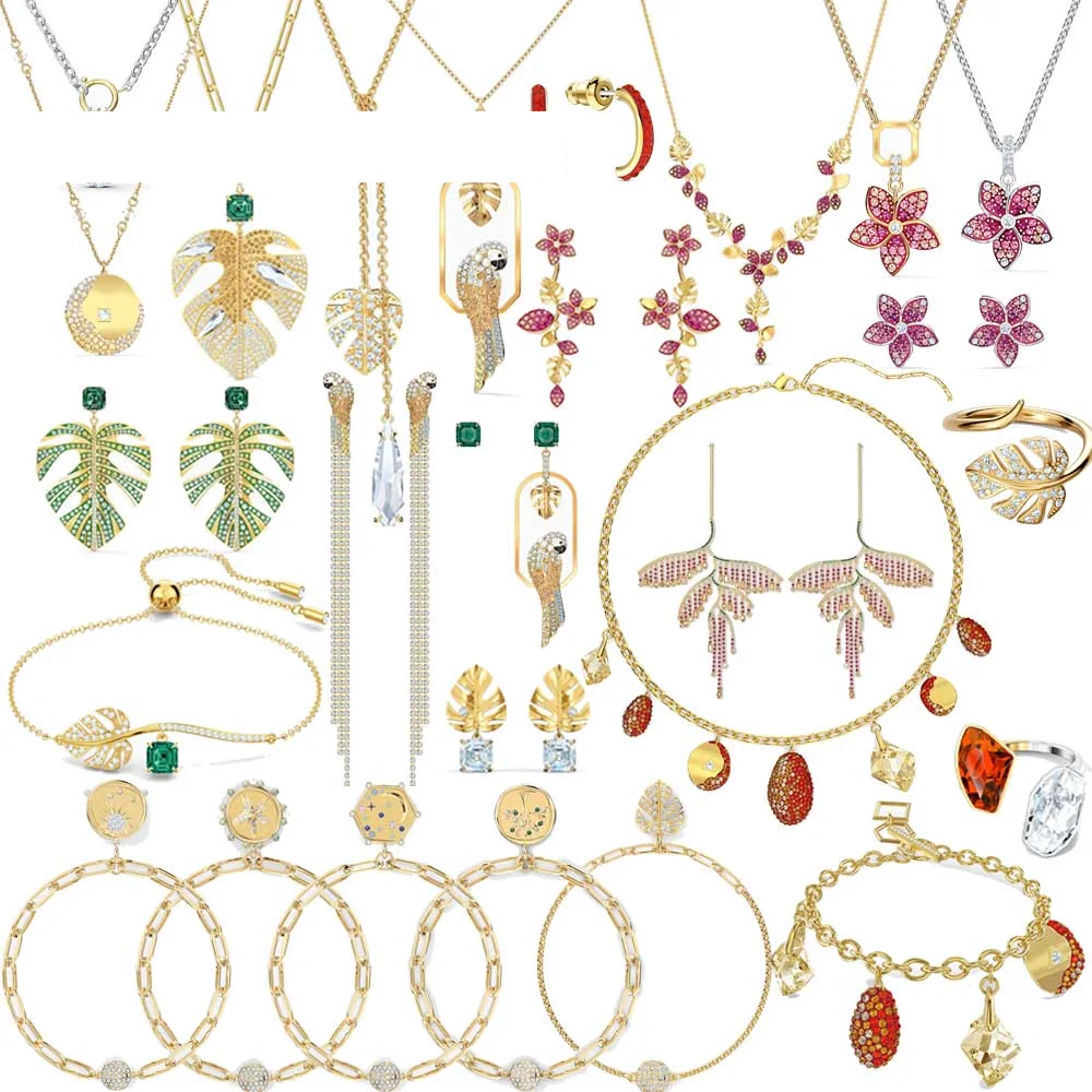 Оригинальные женские ювелирные изделия из бутика, Аксессуары с тропическими цветами, Серьги, браслеты, колье в виде подарка