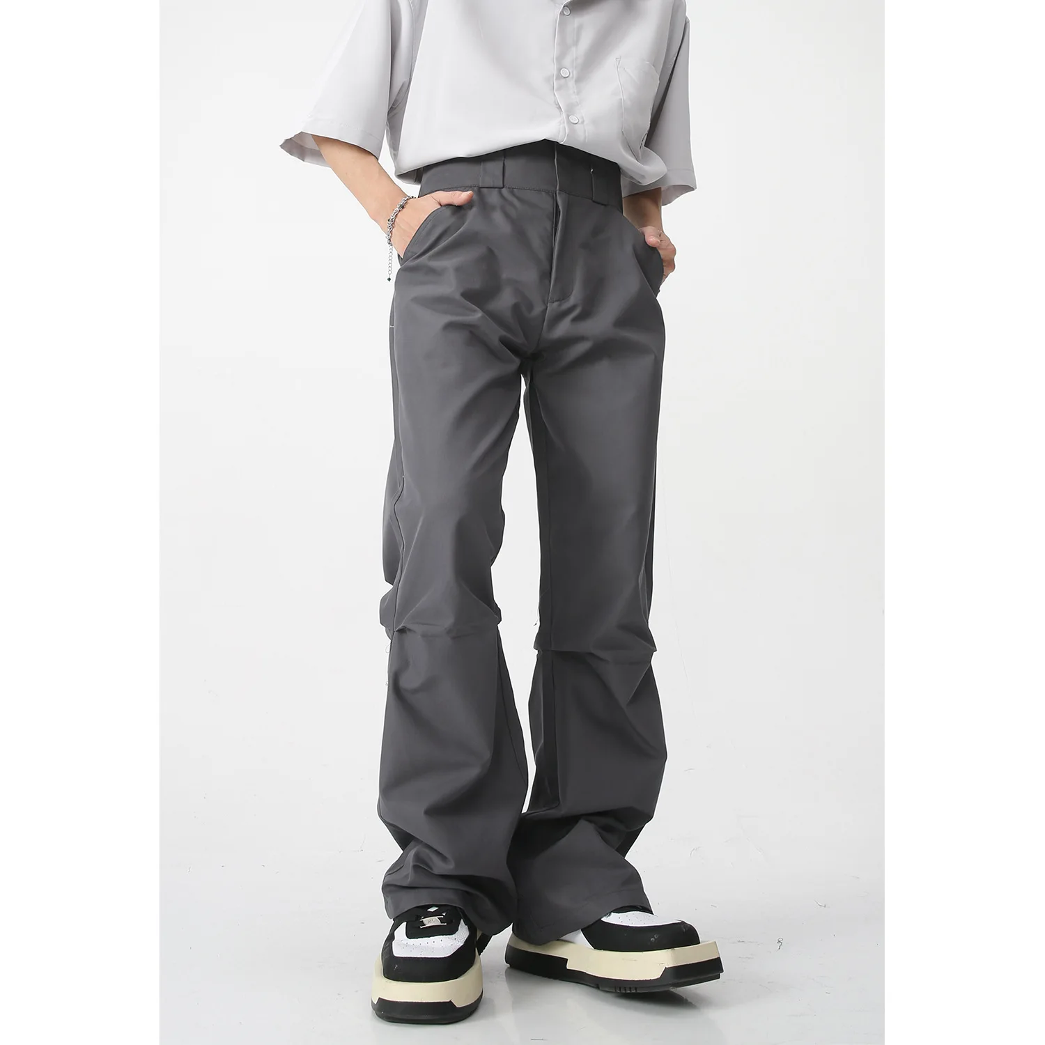 Осень-зима 2023, новые прямые повседневные брюки в корейском стиле, модные мужские брюки в складку