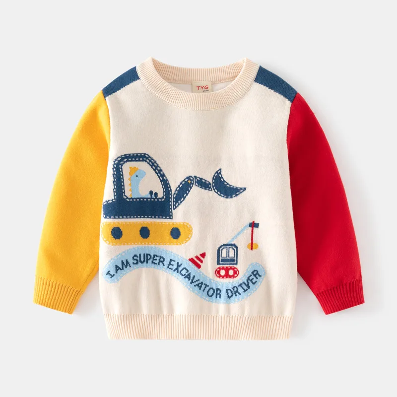 От 2 до 8 ЛЕТ, Зимний свитер для малышей и мальчиков, теплая одежда для малышей, вязаный пуловер с длинным рукавом, Свободный детский трикотаж, Милый наряд