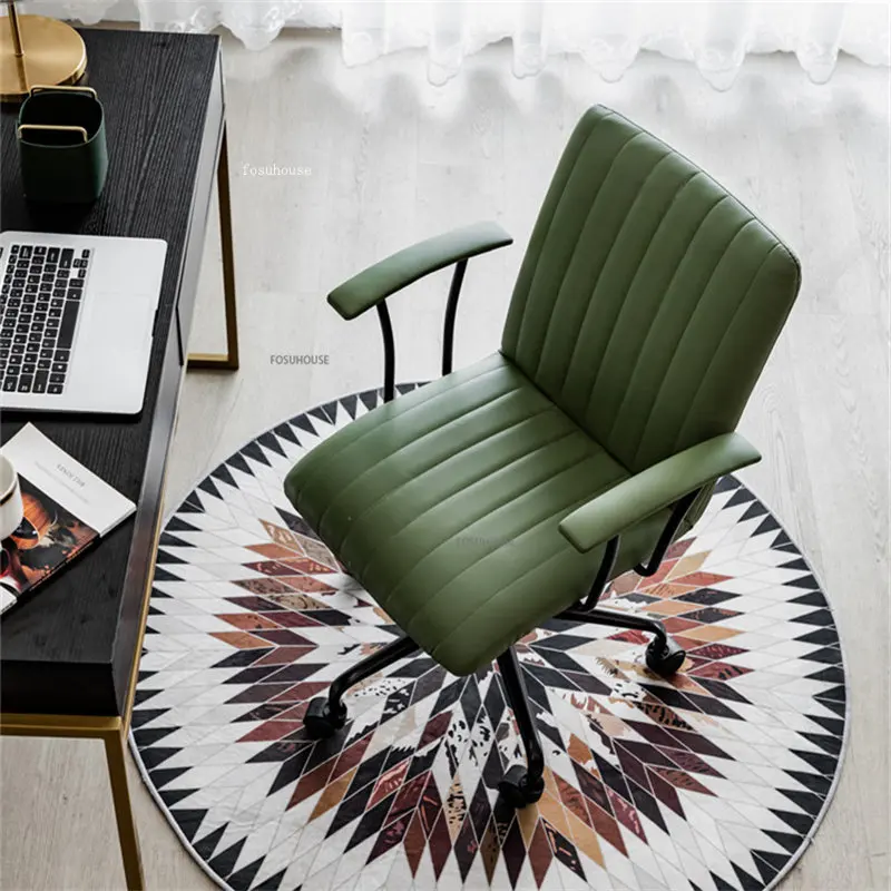 Офисное кресло Nordic Simple из натуральной кожи для конференц-зала, Удобные Роскошные компьютерные кресла с подъемным поворотным подлокотником, Вращающееся игровое кресло