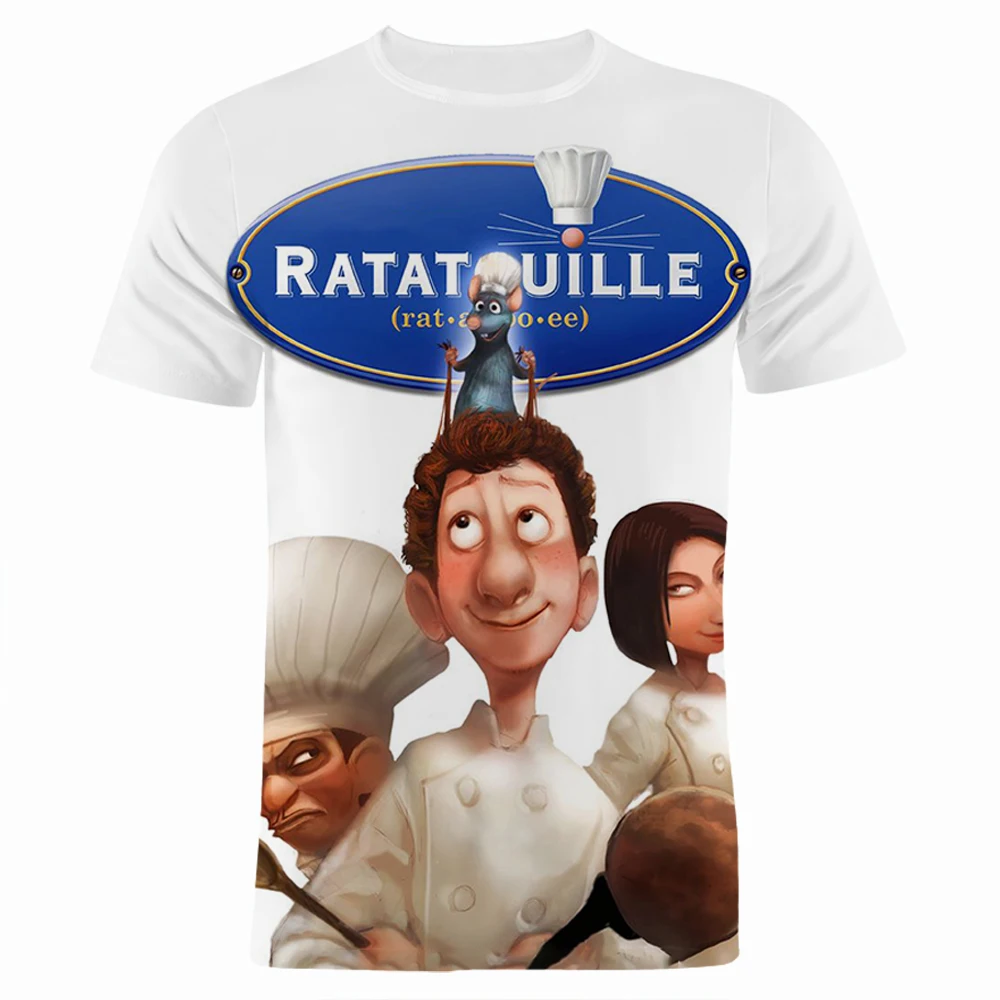 Очаровательная футболка Disney Ratatouille Аниме 3D Одежда Детская модная спортивная рубашка для мальчиков и девочек, топ для бега трусцой с короткими рукавами для малышей