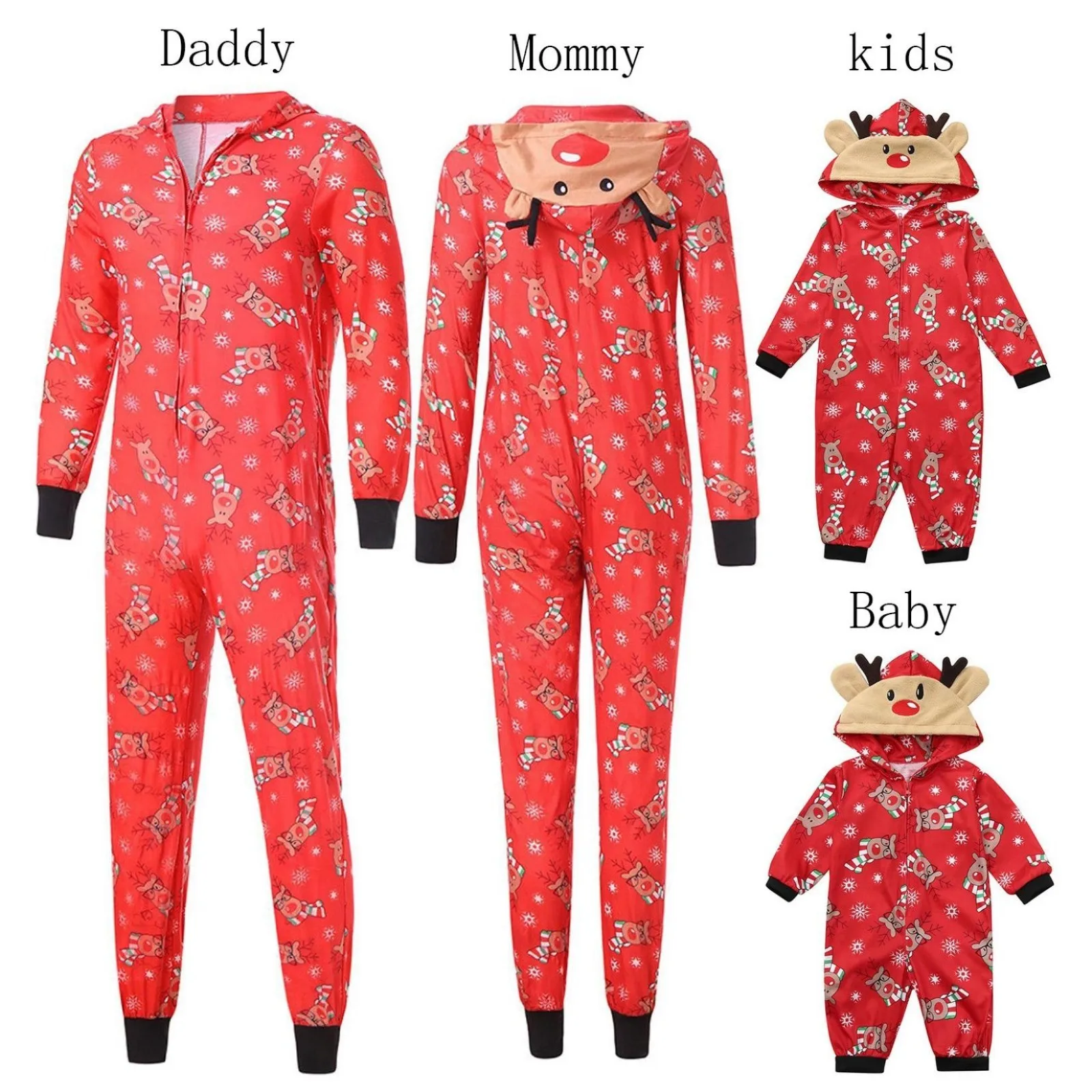 Подходящая одежда для семьи, одежда для мамы и детей, цельная пижама, милый зимний комбинезон, мягкая пижама, рождественская пижама с изображением лося