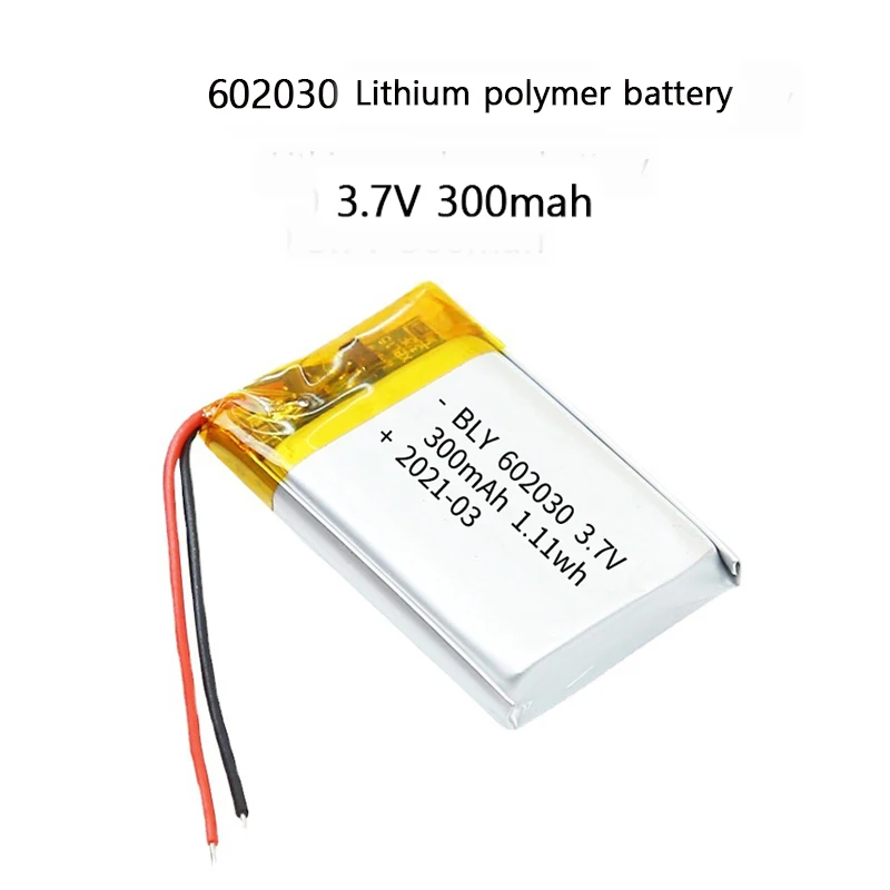 Полимерная литий-ионная аккумуляторная батарея 3,7 В 300 мАч 602030 для светодиодных ламп, наушников Bluetooth, косметических инструментов, аккумулятора 062030