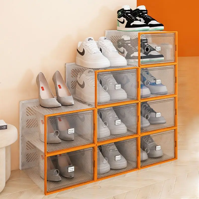 Прозрачная 6 шт./компл. Пылезащитная коробка для обуви, домашняя гостиная, Пластиковый шкаф для обуви, спальня, спортивная обувь, сумка на высоком каблуке, органайзер, коробка