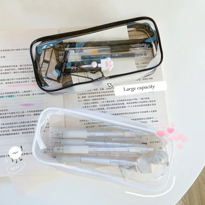 Прозрачная сумка для шариковых ручек на молнии из ПВХ, многофункциональный органайзер для хранения студенческих экзаменов, 1 шт.