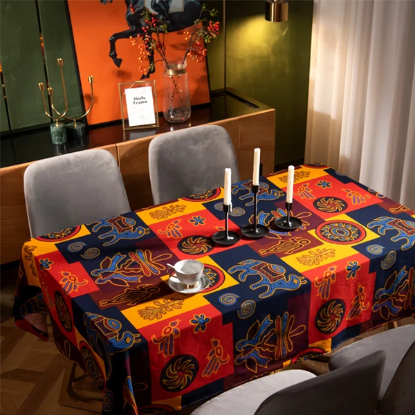 Прямоугольный стол в этническом стиле, журнальный столик, коврик для стола и покрывающая ткань