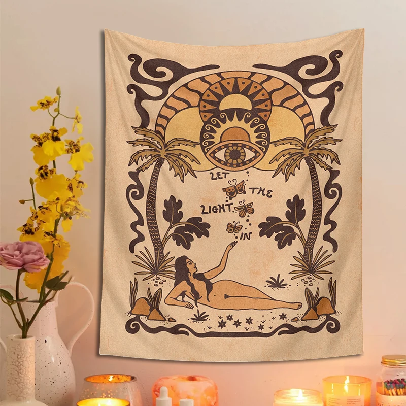 Психоделический Винтажный женский художественный плакат Декор стен Гобелен в стиле хиппи Эстетическое оформление комнаты Гобелены для спальни Ковры для диванов