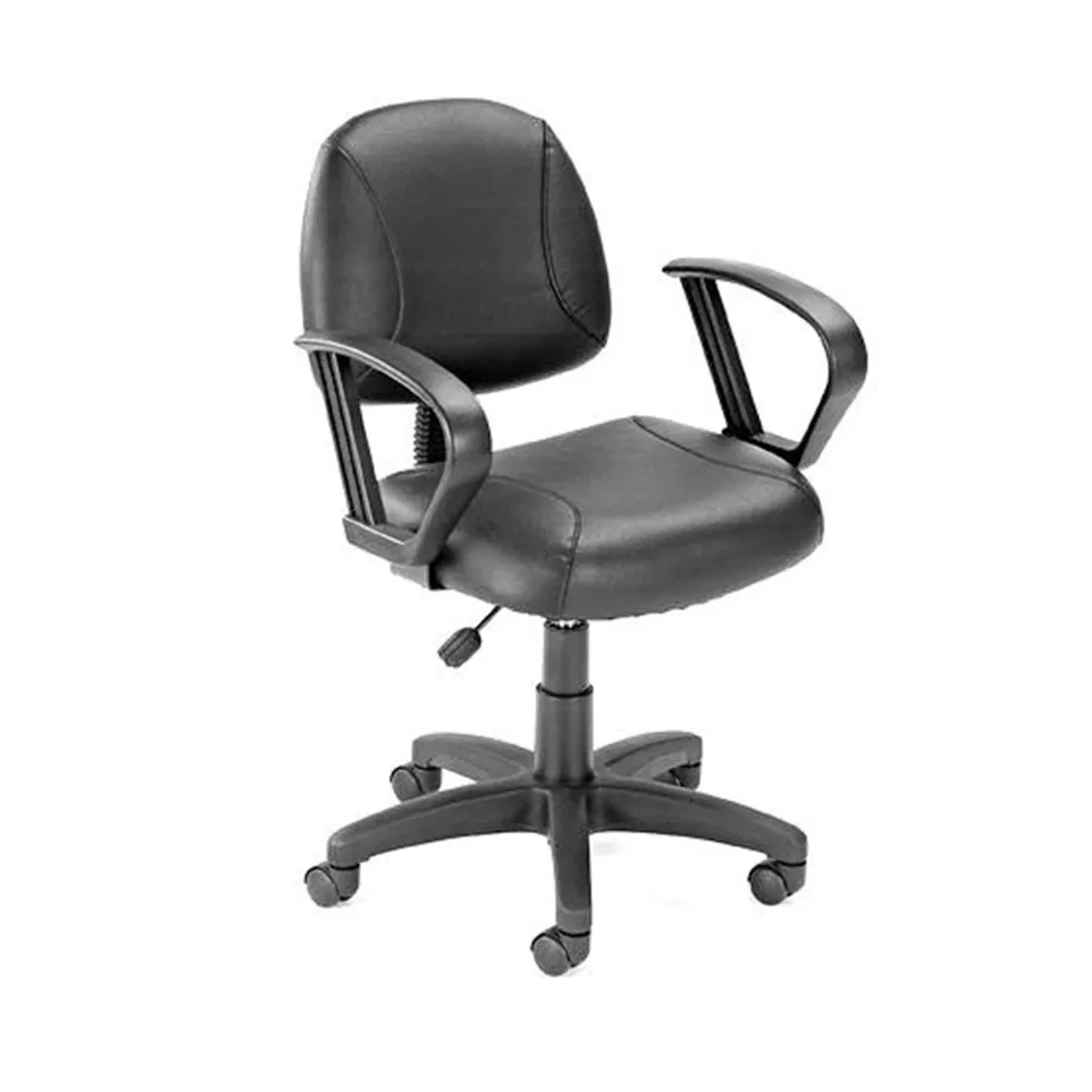 Регулируемое компьютерное кресло для офиса и дома LeatherPlus, черный