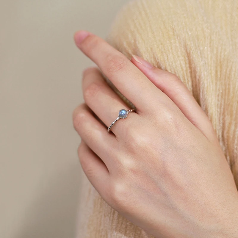 Регулируемые открытые кольца с натуральным голубым лунным камнем для женщин, украшения для готических вечеринок, подарки на День Святого Валентина