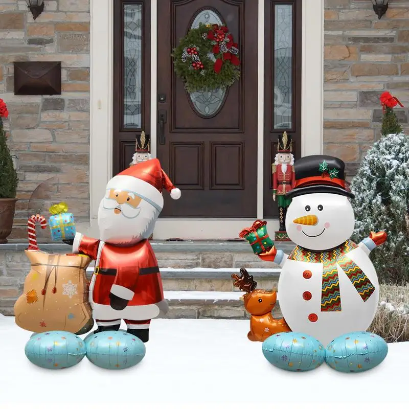 Рождественские шары Санта-Клауса и снеговика из фольги, праздничные украшения из воздушных шаров, красочные украшения из воздушных шаров из фольги для домашнего офиса, витрины магазина.