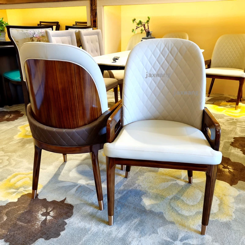 Роскошные обеденные стулья из массива дерева, стул для гостиной с кожаной спинкой в скандинавском стиле, современное кресло, мебель для дома на заказ, обеденный стул