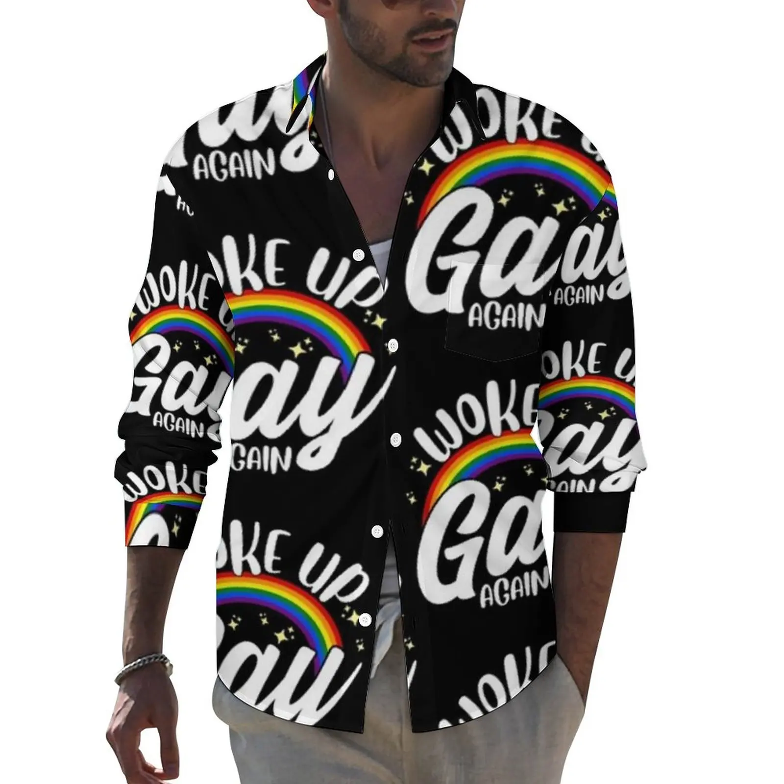 Рубашка для Гей-Прайда С Цитатой ЛГБТ, Повседневные Рубашки С Длинным Рукавом На Заказ, Блузки Y2K, Осенняя Модная Одежда Оверсайз