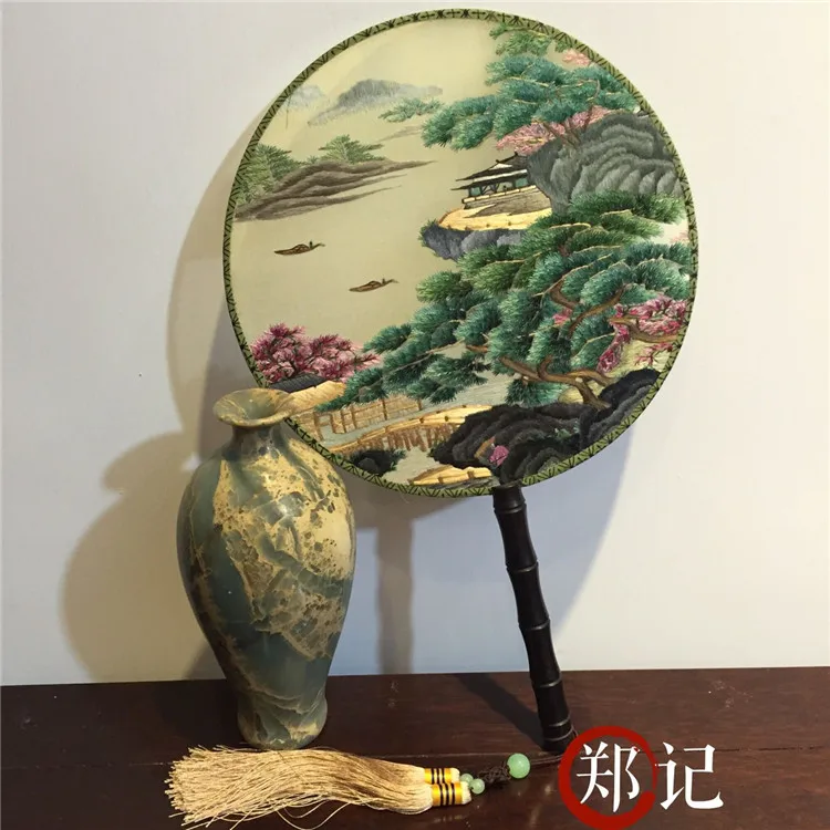 Ручная работа в древнем китайском стиле, Су вышивка, двусторонняя вышивка, украшение для дворца танцев, веер для рукоделия, веер для рукоделия